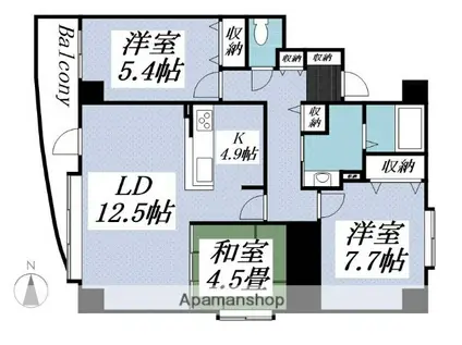 エクセルシオール麻生Ⅱ(3LDK/5階)の間取り写真