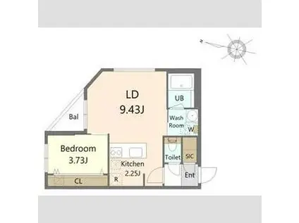 ALIVIS北23条(1LDK/3階)の間取り写真