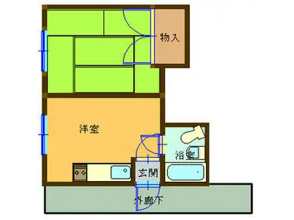 コーポ西村(1DK/2階)の間取り写真