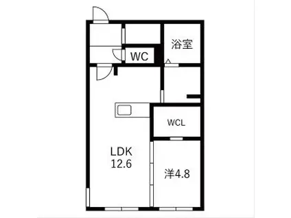 PINE HILLS北23条(1LDK/4階)の間取り写真