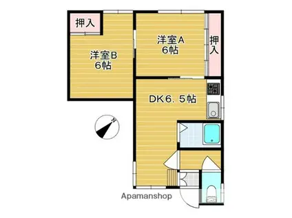 第2双葉荘(2DK/2階)の間取り写真