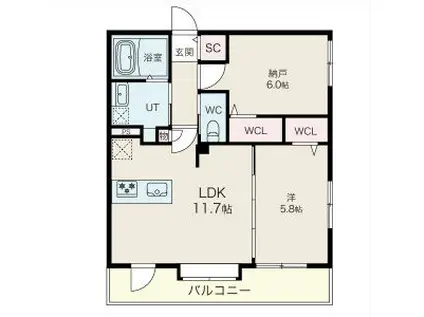 アルファスクエア北22(2LDK/5階)の間取り写真