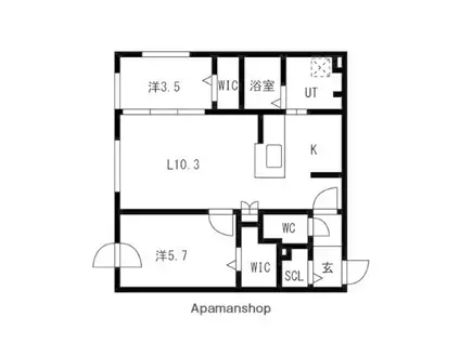 アルファレジデンス麻生(2LDK/4階)の間取り写真