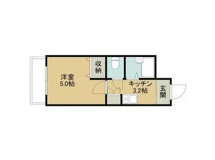 グランイースト北17条(1DK/2階)の間取り写真