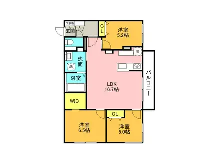 北23東10MS(3LDK/2階)の間取り写真