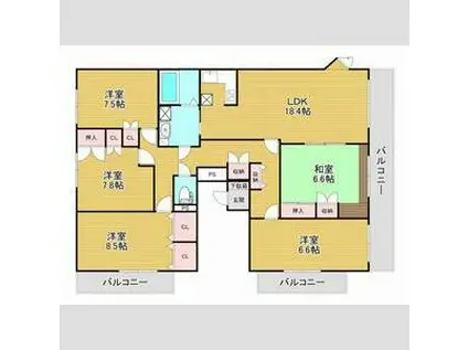 メゾンドゥプラトー(5LDK/4階)の間取り写真