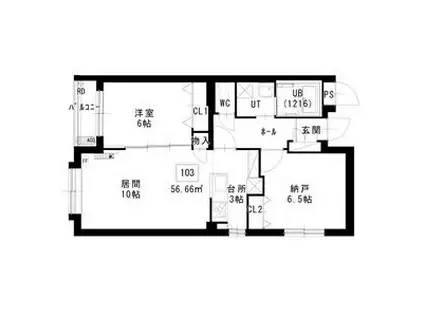 ノヴァ白石ーⅡ(2LDK/1階)の間取り写真