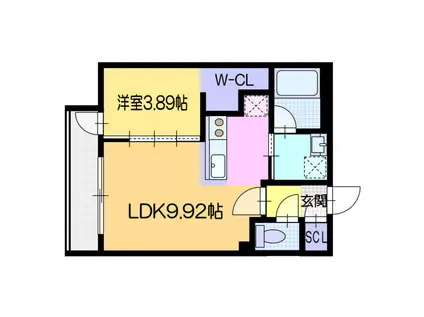 ラ・シュエット札幌駅(1LDK/2階)の間取り写真