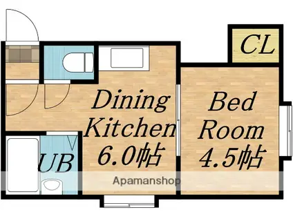 フラット・J麻生A棟(1DK/2階)の間取り写真