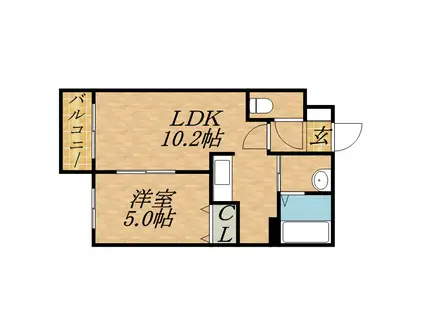 プレミアシティ元町(1LDK/2階)の間取り写真