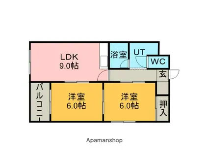 エスビーハイツエルム(2LDK/3階)の間取り写真
