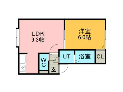 サンフラワー(1DK/2階)の間取り写真