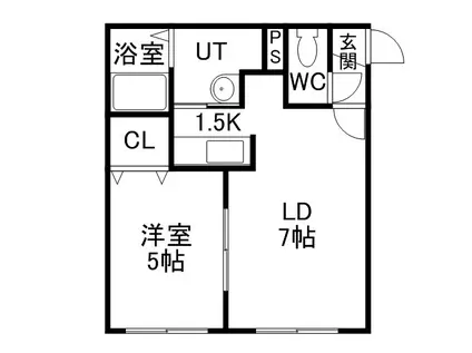 ラシード北大前(1LDK/1階)の間取り写真