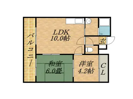 ノースシティ17(2LDK/2階)の間取り写真