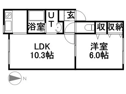 エスポワールB(1LDK/1階)の間取り写真