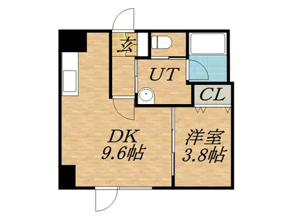 レガート東区役所前A棟(1LDK/9階)の間取り写真