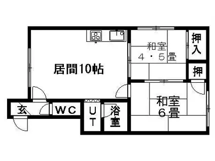 メープルハイツ(2LDK/2階)の間取り写真