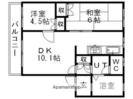 サンリバーみどり公園(2DK/1階)の間取り写真