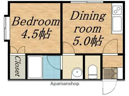 エミネンス美園114(1LDK/2階)の間取り写真