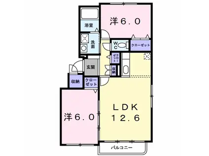 SUN BRIGHT(2LDK/4階)の間取り写真