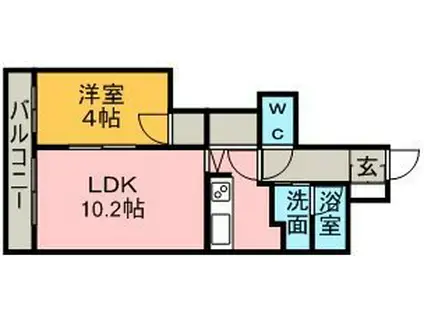 ガーデンハウス清田通(1LDK/3階)の間取り写真