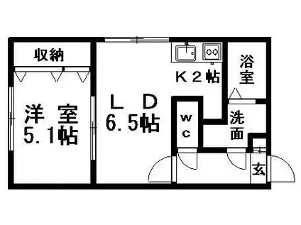 ル・ファール美園(1LDK/3階)の間取り写真