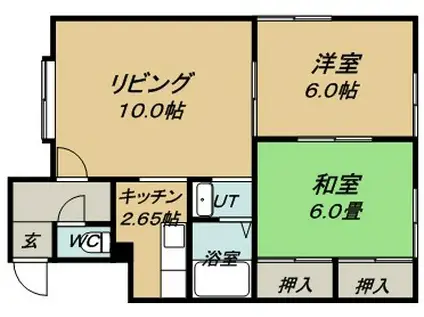シャルム羊ヶ丘(2LDK/2階)の間取り写真