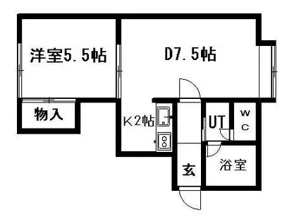 イーストウインド(1LDK/2階)の間取り写真