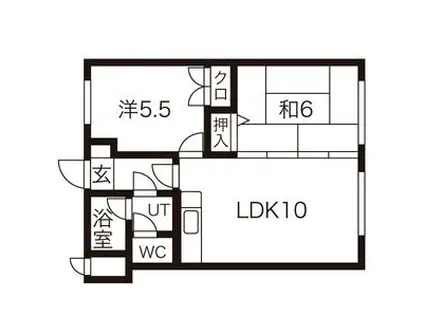 ロイヤルレインボー平岸A棟(2LDK/2階)の間取り写真