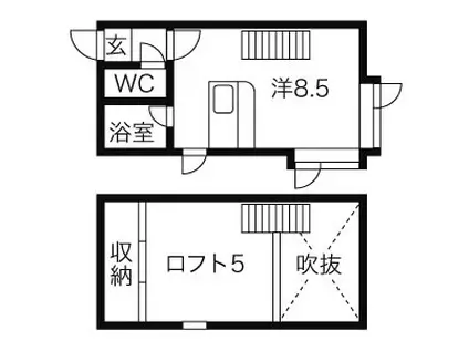 イーストサイドイン(ワンルーム/1階)の間取り写真