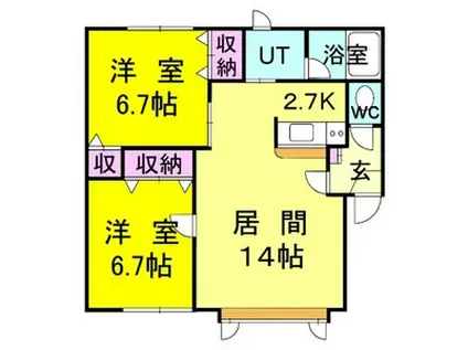 ヴェステンヴィラ(2LDK/2階)の間取り写真