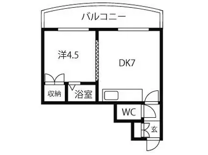 クリスタル(1DK/4階)の間取り写真