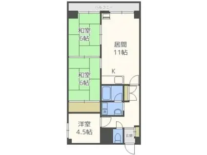 イプシロン厚別(3LDK/4階)の間取り写真