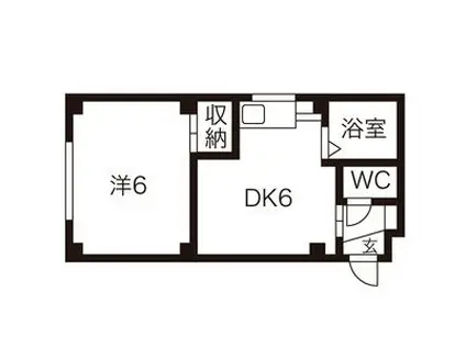 シルバーパールSTR(1DK/1階)の間取り写真