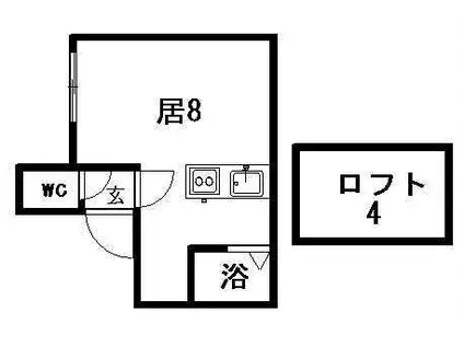 AMS清田2-1B棟(ワンルーム/2階)の間取り写真