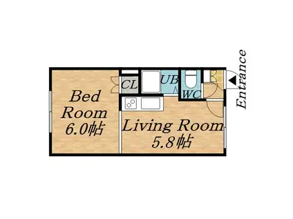 プロスパー10(1DK/4階)の間取り写真