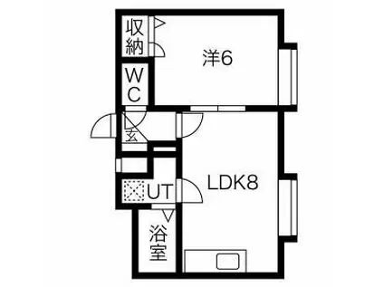 クラージュ学園前(1DK/1階)の間取り写真