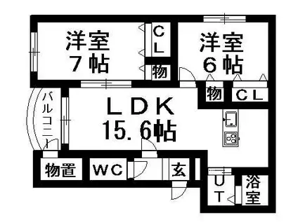 シャムロック(2LDK/1階)の間取り写真