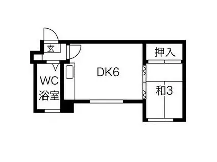 南郷ハイツ(1DK/2階)の間取り写真