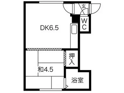 ノーサイド(1DK/2階)の間取り写真