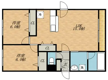 毘沙門天(2LDK/3階)の間取り写真