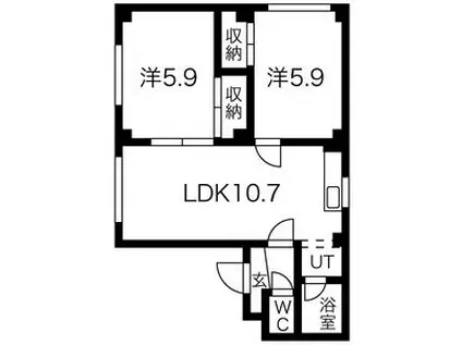 リ・ビエール(2LDK/4階)の間取り写真