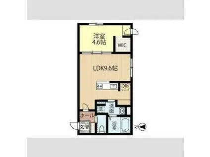 JEEKBLAU美園(1LDK/2階)の間取り写真