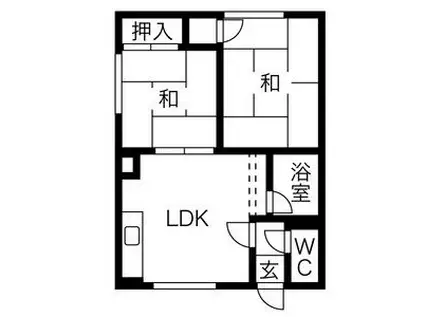 コーポ谷(2DK/2階)の間取り写真