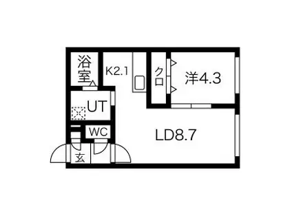 ボヌール美園(1LDK/4階)の間取り写真