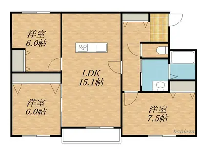 FRANZ TSUKISAMU KOEN(3LDK/3階)の間取り写真