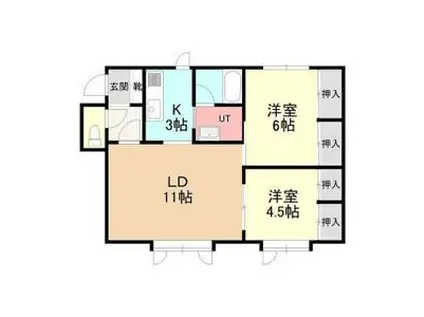 レジデンスイワイズミA(2LDK/2階)の間取り写真