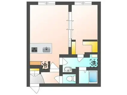 月寒中央通9丁目(1LDK/3階)の間取り写真