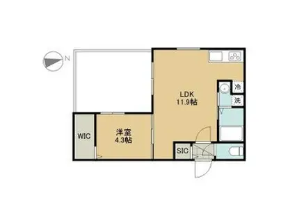 PARICI南平岸(1LDK/1階)の間取り写真