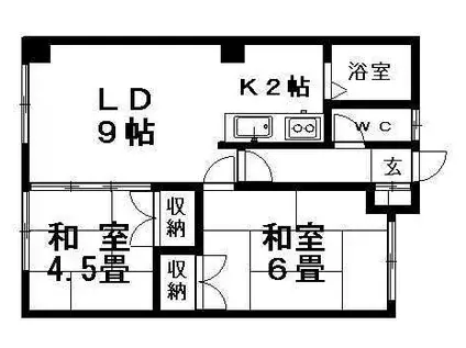 ヴォラハイツ(2LDK/2階)の間取り写真